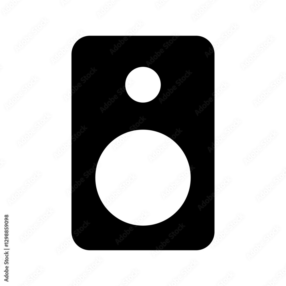 Solid bookshelf speaker icon with a rectangular shape and a front-facing woofer. Solid bookshelf speaker icon with a rectangular shape and a front-facing woofer.