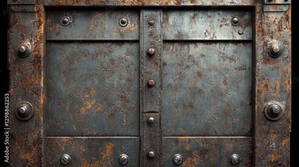 Rusty Metal Panel With Rivets And Aged Texture Rusty Metal Panel With Rivets And Aged Texture
