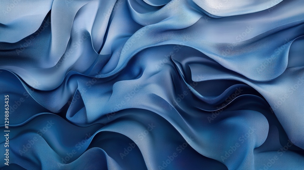 Fototapeta premium blue silk fabric drapery abstract background