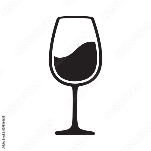 Wine glass with wine flat vector icon illustration for apps and websites. Drink glass symbol isolated on white background.
