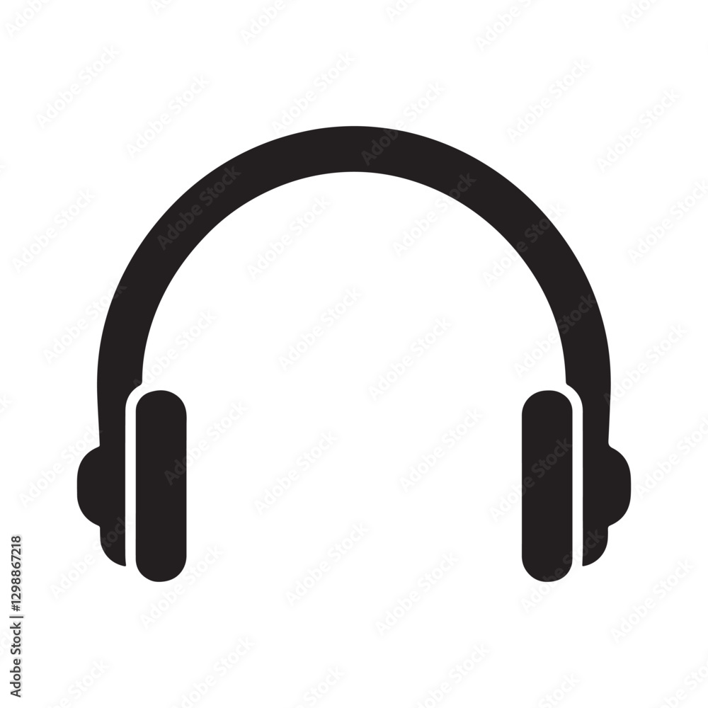 Black headphone icon silhouette vector isolated on white background. Minimalist headphone symbol illustration. Black headphone icon silhouette vector isolated on white background. Minimalist headphone symbol illustration.