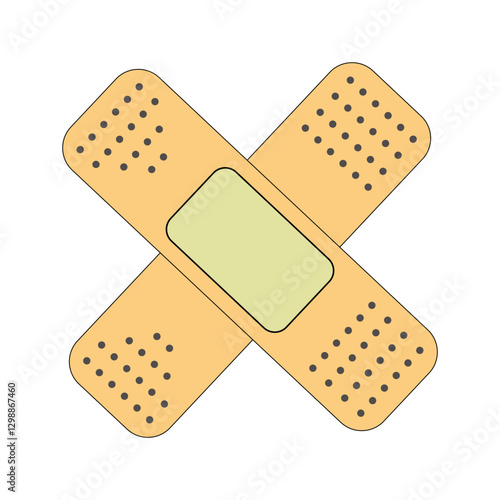 Two Cross Bandages, medical adhesive bandages making a cross first aid and wound care providing 