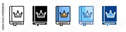 Book And Crown  Icon Set Multiple Style Collection