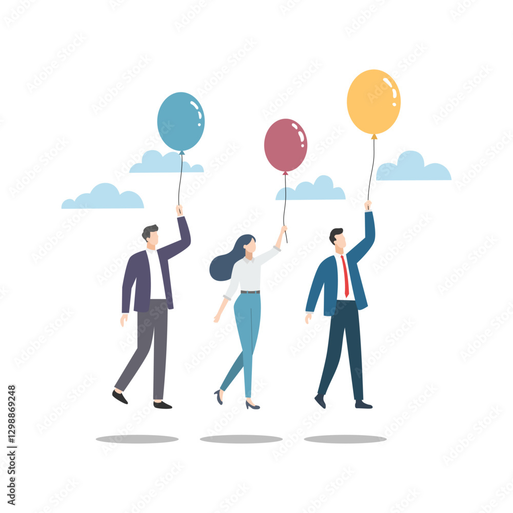 Business people communicating with speech bubbles and balloons Business people communicating with speech bubbles and balloons