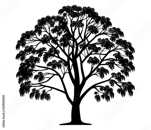 Silhouette of a tree with sprawling branches . Tree PNG