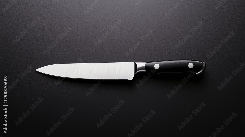 Sharp chef's knife on dark background, cooking prep Sharp chef's knife on dark background, cooking prep