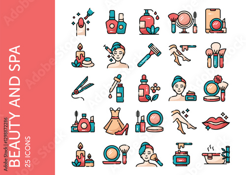 Beauty and Spa icon pack. Set icon design