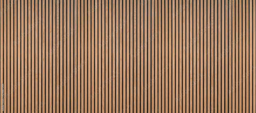 Wood background banner panorama long - Brown wooden acoustic panels wall texture , seamless pattern, vertical