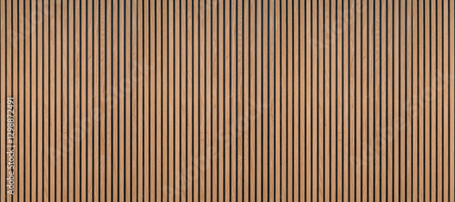 Wood background banner panorama long - Brown wooden acoustic panels wall texture , seamless pattern, vertical