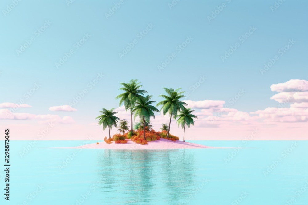 Naklejka premium Tropical island shoreline outdoors scenery.