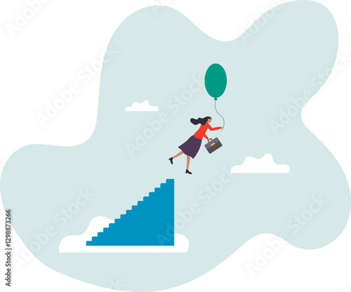Woman leadership to overcome struggle, female power to break boundary or limitation, freedom and opportunity .business concept.flat character.