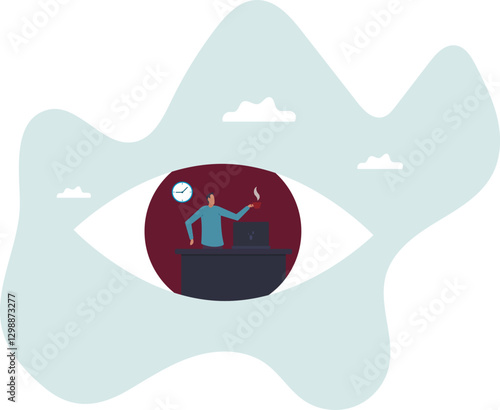 Micromanagement, too much details and manipulation or controlled from boss or distrust employee.business concept.flat character.