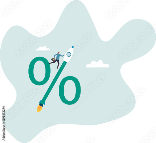 Interest rate rising up, Federal reserve or central bank raising policy, inflation or monetary percentage .business concept.flat character.
