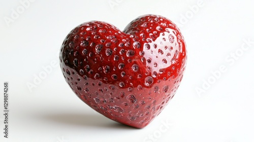 Red heart, isolated, white background, glossy finish, eye-catching element
