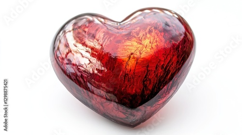 Vibrant red heart, isolated, on white background, perfect for romantic design