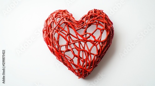 Vibrant red heart, isolated, on white background, perfect for romantic design