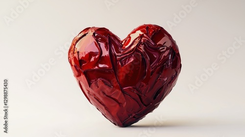 Red heart, isolated, white background, realistic 3D look, classic love symbol