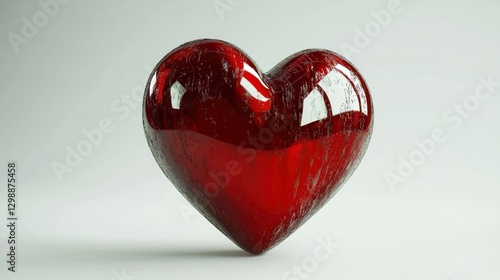 Red heart, isolated, white background, realistic 3D look, classic love symbol