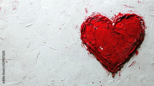 Isolated red heart, white background, smooth texture, simple and elegant design