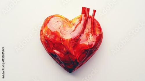 Red heart isolated on white background, realistic vector illustration, vibrant color