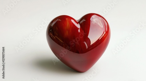 Isolated red heart, white background, smooth texture, simple and elegant design