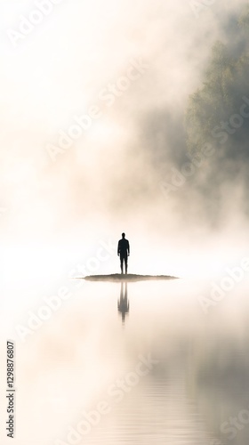 Traveler lake early morning mist