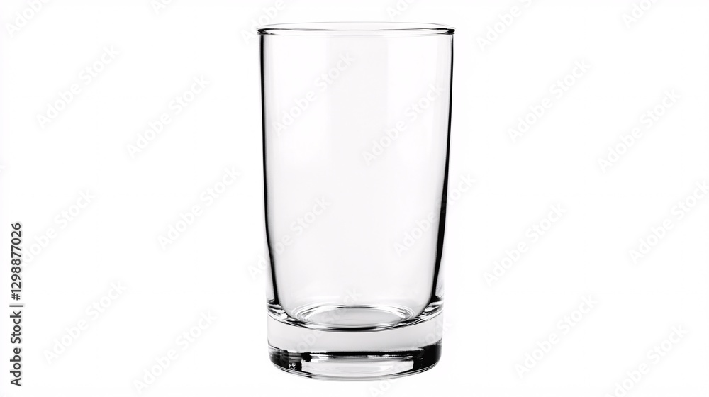 Simple Empty Highball Glass with a Clear Polished Surface, Isolated on White Simple Empty Highball Glass with a Clear Polished Surface, Isolated on White