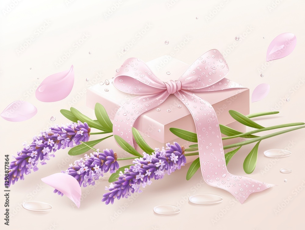 Delicate Gift Presentation Lavender Accents Celebration Elegant Bow Floral Arrangement Pastel Tones Delicate Gift Presentation Lavender Accents Celebration Elegant Bow Floral Arrangement Pastel Tones