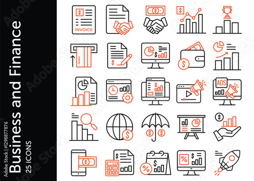 Business and Finance icon pack. Set icon design