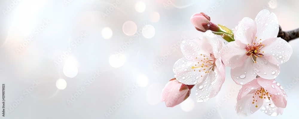 Delicate Pink Blossoms on a Branch Symbolizing Springtime Serenity and Natural Beauty Delicate Pink Blossoms on a Branch Symbolizing Springtime Serenity and Natural Beauty