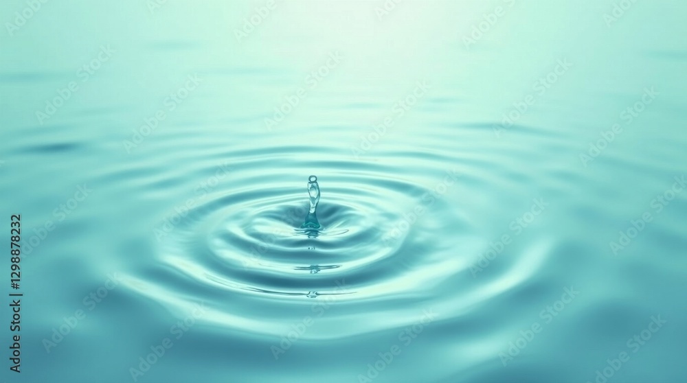 Close-up water droplet splash creating ripple effect on calm surface, soft blue tones, perfect for nature, background, wellness, spa, and environmental themes. Close-up water droplet splash creating ripple effect on calm surface, soft blue tones, perfect for nature, background, wellness, spa, and environmental themes.