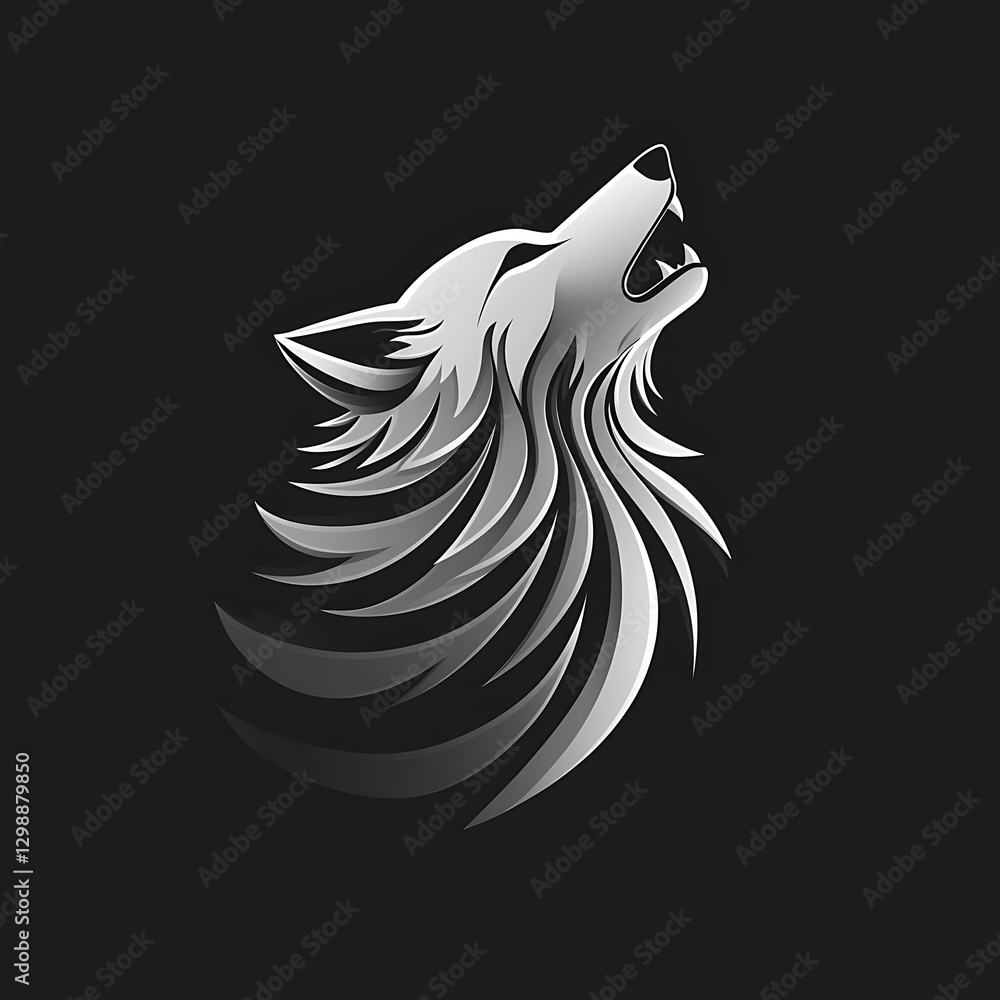 Howling wolf logo design with sleek lines and modern aesthetic. This minimalist artwork captures essence of strength and freedom, perfect for branding or artistic projects Howling wolf logo design with sleek lines and modern aesthetic. This minimalist artwork captures essence of strength and freedom, perfect for branding or artistic projects