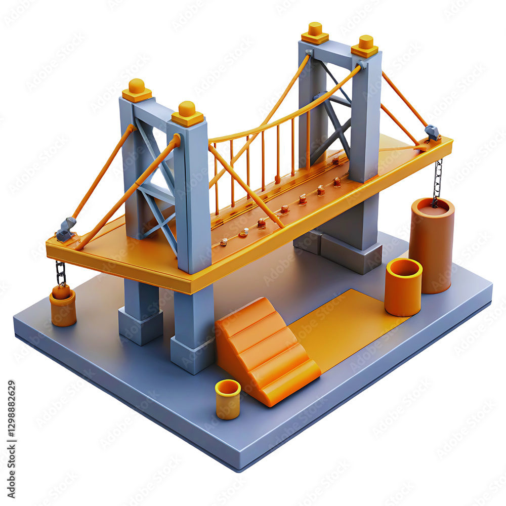 Stunning 3D Render of a Modern Suspension Bridge Design Stunning 3D Render of a Modern Suspension Bridge Design