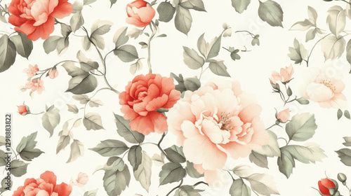 Wallpaper Mural Seamless tiny floral pattern with hand-drawn flowers and pastel colors Torontodigital.ca