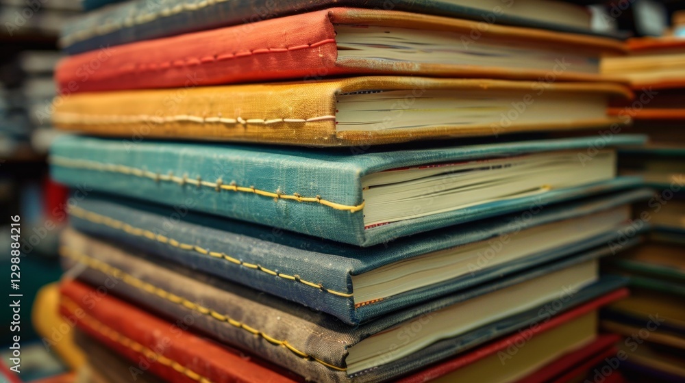 Obraz premium A stack of old books with shabby covers, great for literature blogs or educational websites.