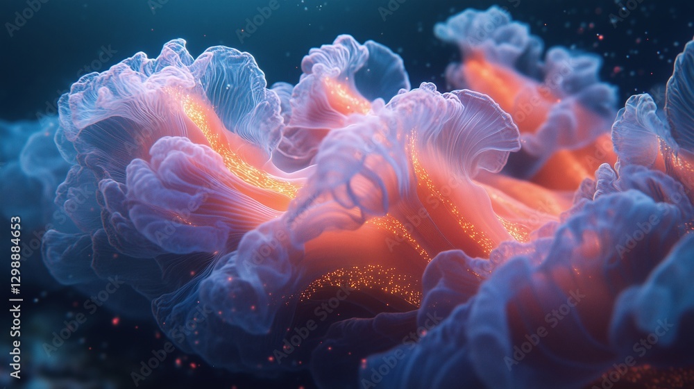 Bioluminescent Coral Bloom: Abstract Oceanic Glow for Digital Marketing Bioluminescent Coral Bloom: Abstract Oceanic Glow for Digital Marketing
