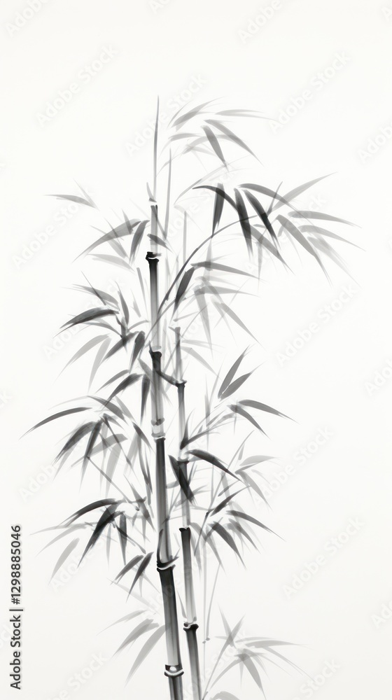 Obraz premium Bamboo leaves plant drawing branch.