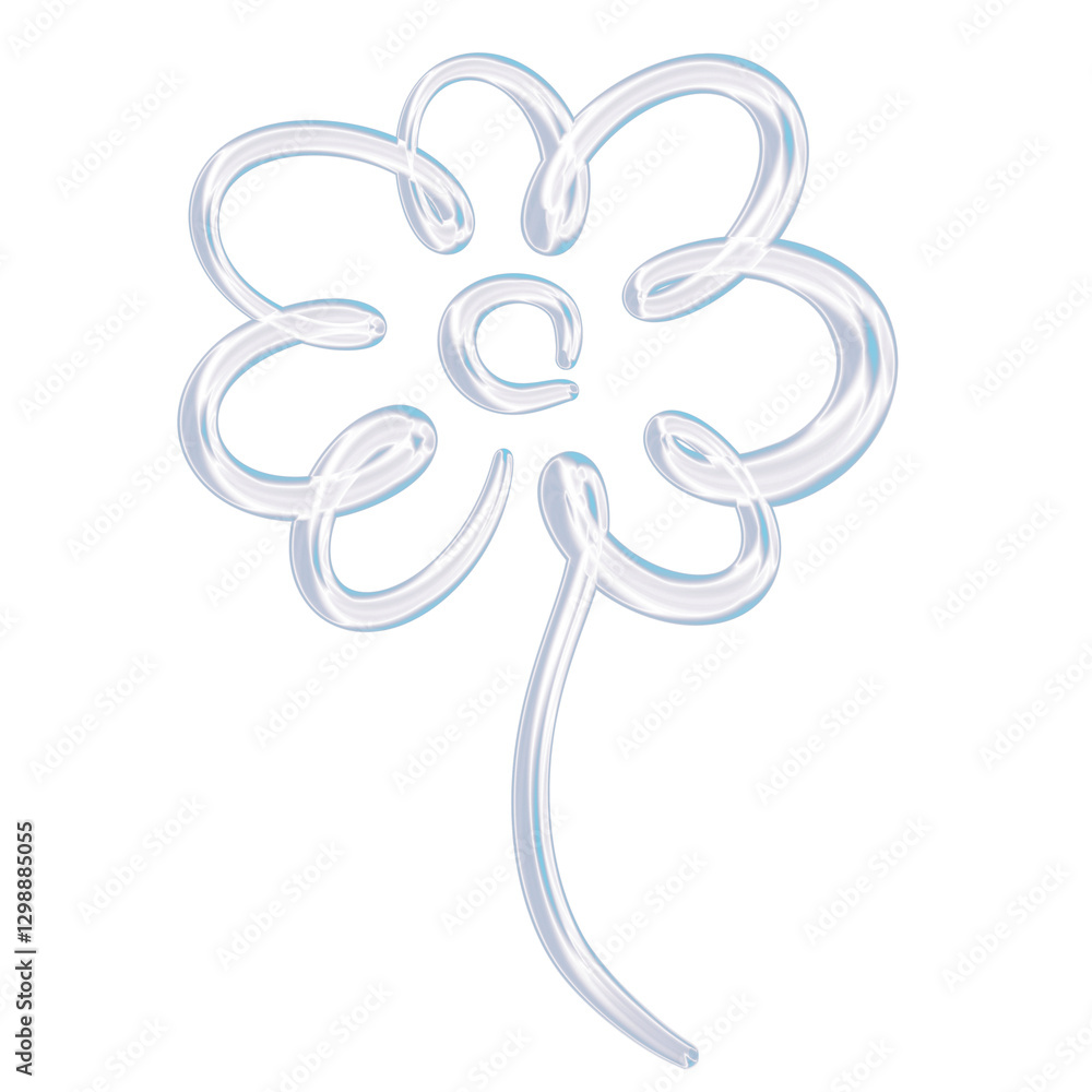 Hand Drawn Aesthetic Flower Doodle Clipart, Cute Floral Sketch, Balloon 3D style, PNG Transparent, Elements for posters, social media, print, banners