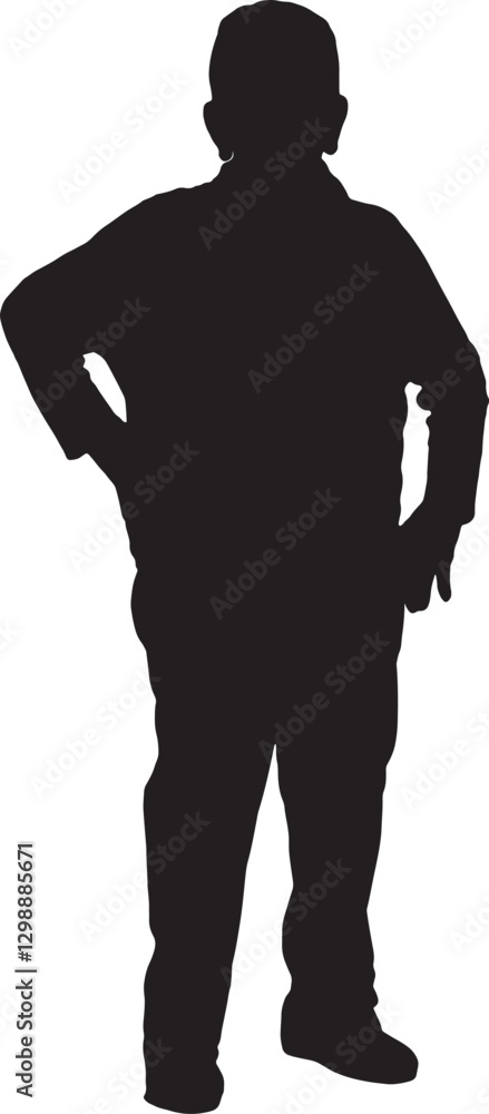 vector; silhouette, front view of a senior woman standing vector; silhouette, front view of a senior woman standing