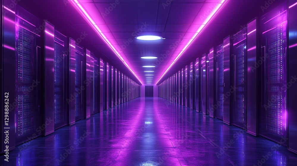 Neon Infinity: Endless AI Server Array in a Futuristic Vault Neon Infinity: Endless AI Server Array in a Futuristic Vault