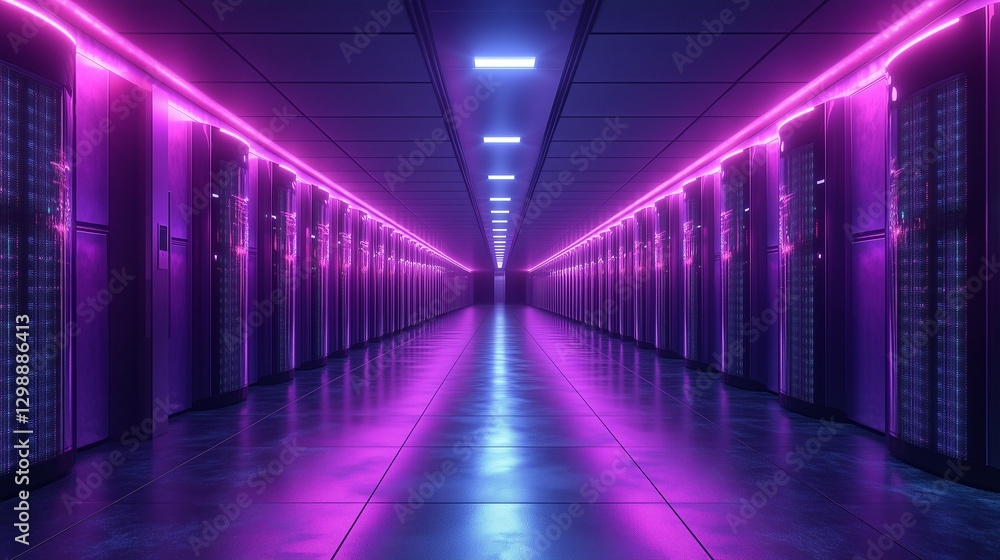 Neon Vault: Futuristic Data Core with AI Processing Ambience Neon Vault: Futuristic Data Core with AI Processing Ambience