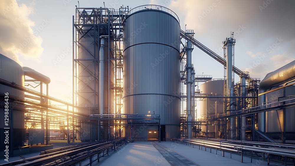 Obraz premium Industrial Silos and Storage Tanks