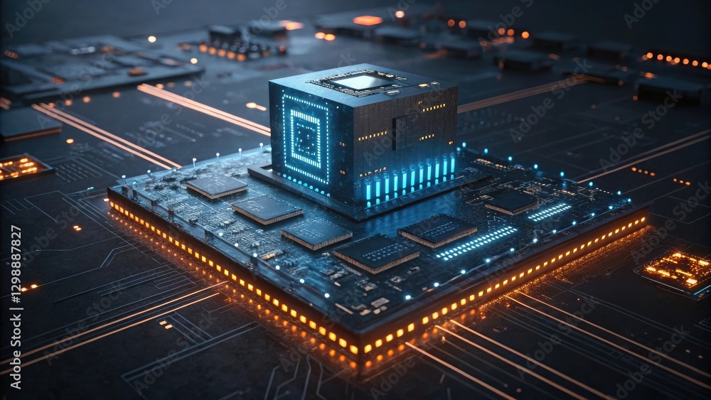 Futuristic AI Microchip and Advanced Processor Technology Futuristic AI Microchip and Advanced Processor Technology