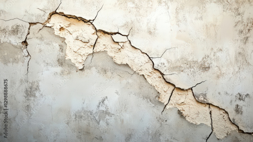 Obraz premium Damaged Concrete Wall Showing Extensive Cracking