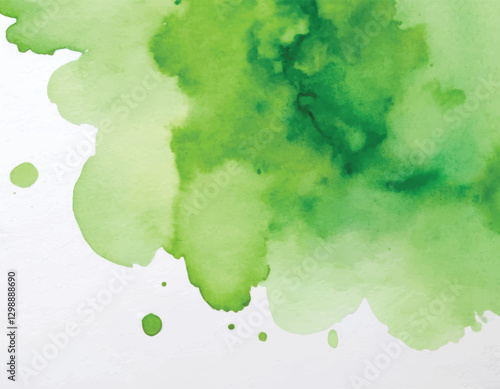 Light green hand painting watercolour stain background. Original artistic footage