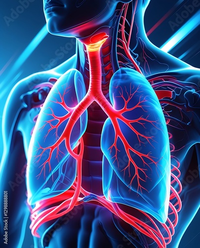 Human Lungs and Blood Vessels – Healthcare and Anatomy Concept