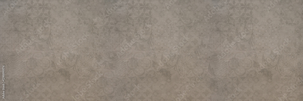 Obraz premium Old gray vintage shabby damask patchwork tiles stone concrete cement wall texture background banner..