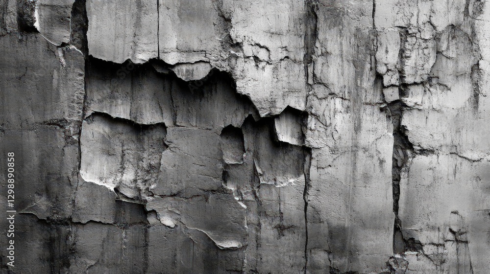 Obraz premium Weathered Concrete Wall Texture Showing Extensive Damage