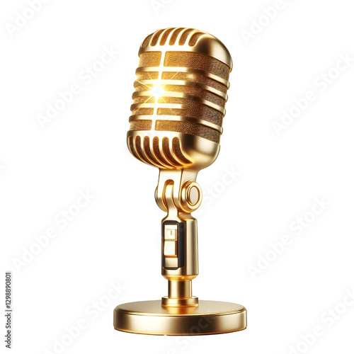 Shine golden mic isolated on white background
