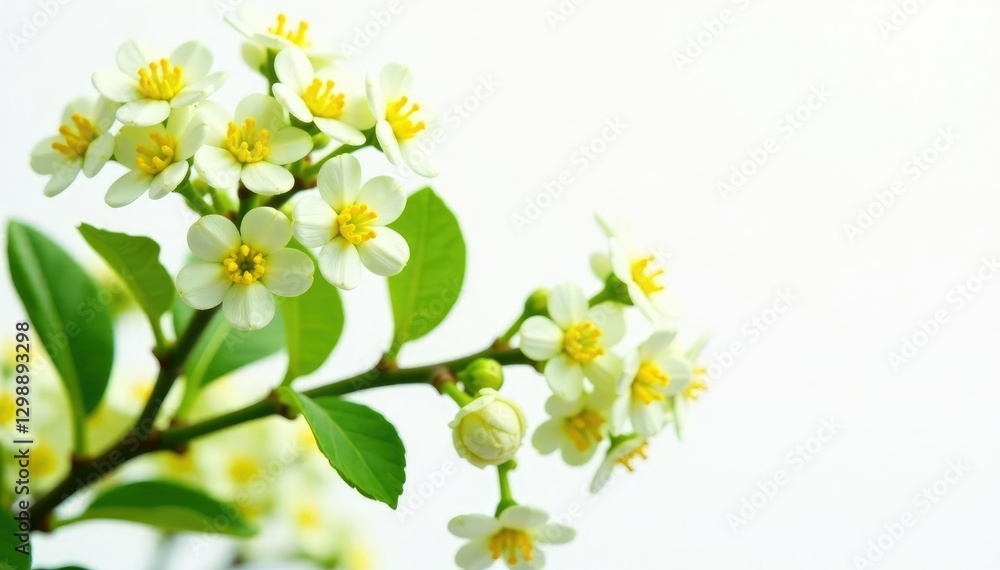 Obraz premium Fresh Zanthoxylum limonella Alston branches on white background, zanthoxylum, plant